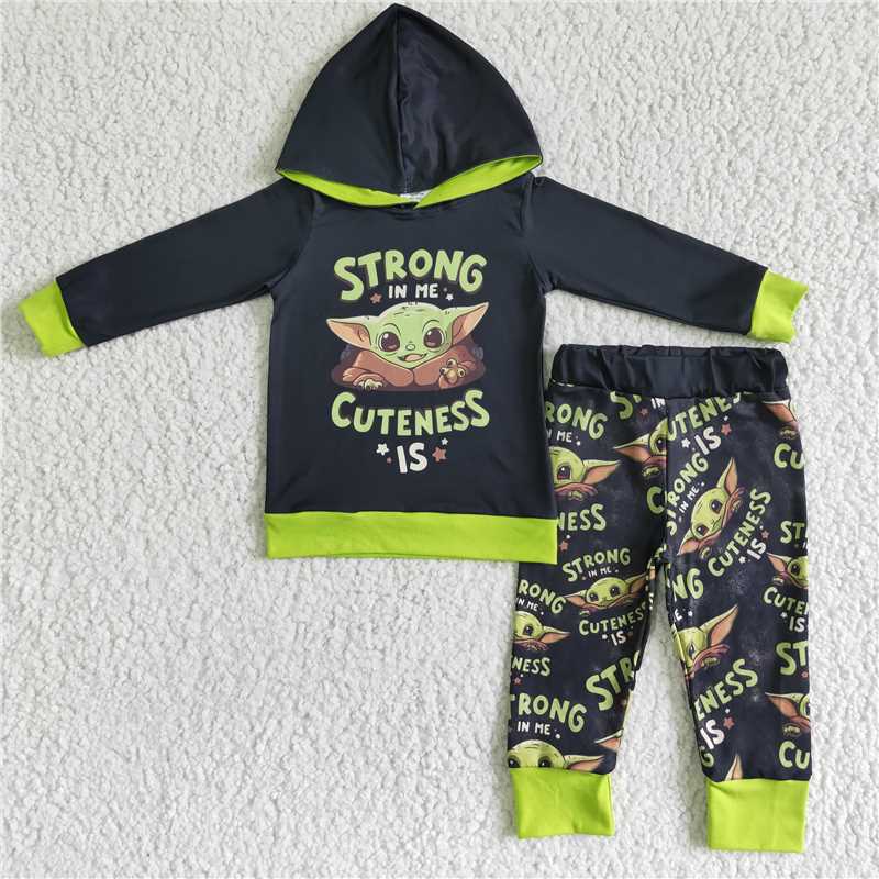 6 C9-37 STRONG black long-sleeved hooded sweatshirt warehouse set 350g