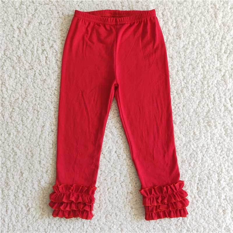 E2-27  Red cotton icing ruffle legging pants