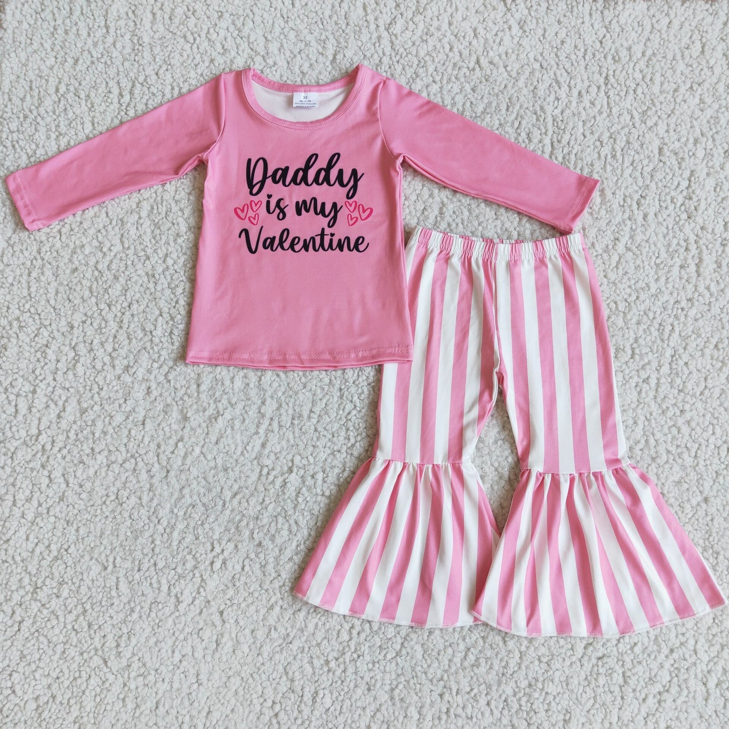 6 B9-35Daddy is my valentine pink shirt stripe pants girls boutique clothes