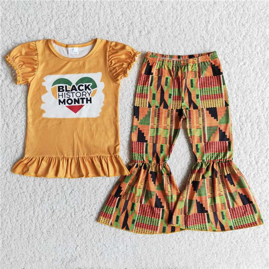 Baby girls cartoon pink bell bottom pants sets