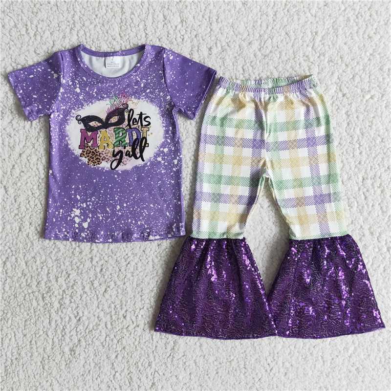 E5-17 Mardi Gras sequin purple bell sets