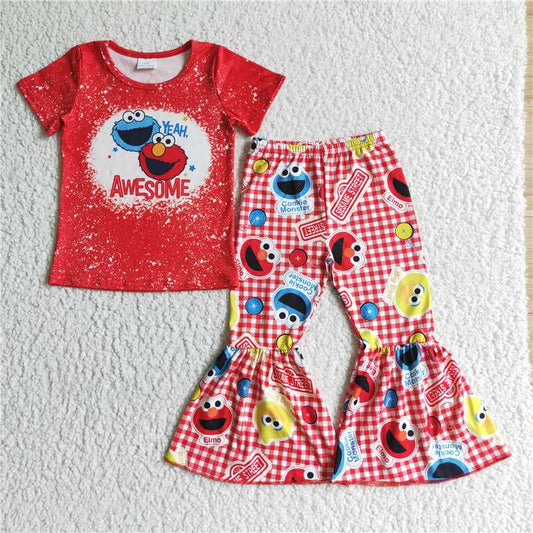E11-17 Baby girls red cartoon bell sets