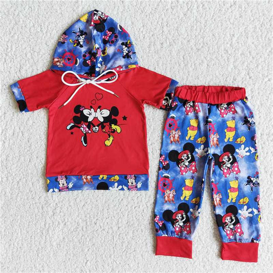 E8-27 Cartoon red hoodie pants sets