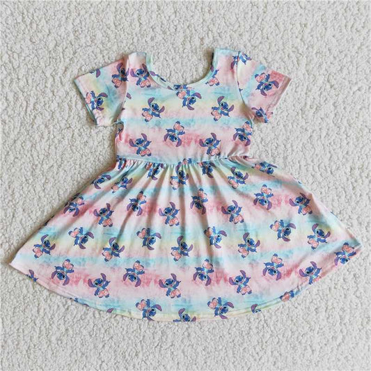 E8-17 Short sleeve cute koala print baby kids girls twirl dresses