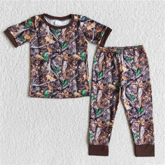 E10-17 Boys Brown Tree Trunk and Branch Pajama Set