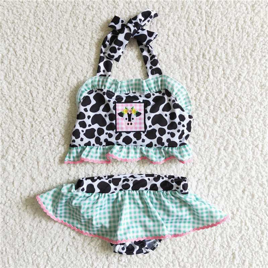 S0005 Baby Girls summer western farm cow 2pcs swimsuits