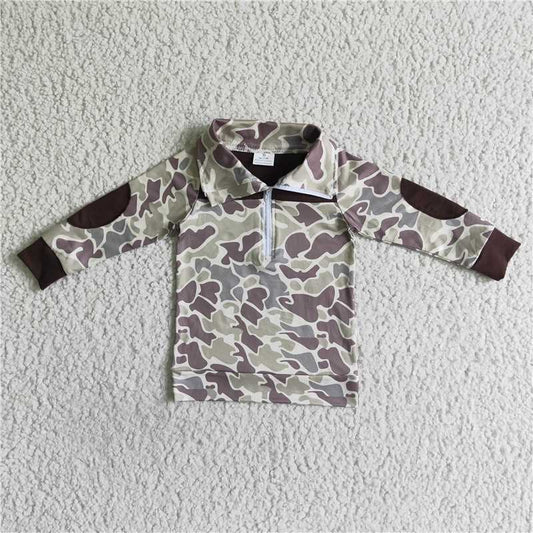 USA Shop (in stock)BT0029 Sibling Baby Boys Camouflage Hunting Season Zip Pullovers Tops