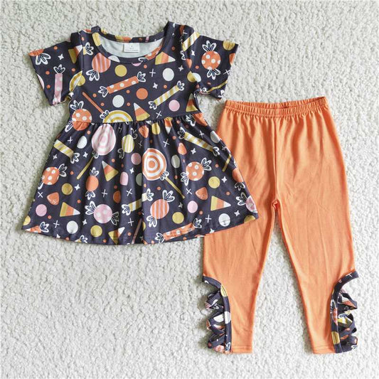 GSPO0156 Girls candy short-sleeved trousers suit