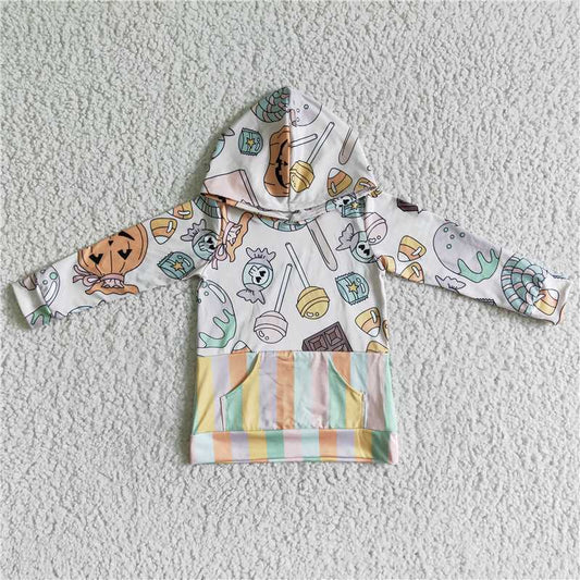 GT0022 Halloween Lollipop Pocket Hooded Long Sleeve Top