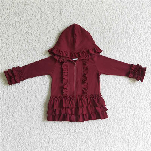12.20 RTS NO MOQ （In stock）Matching GT0014 Baby girls ruffle rust jackets cardigans