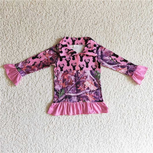 GT0056  Baby girls pink camo pullover shirts