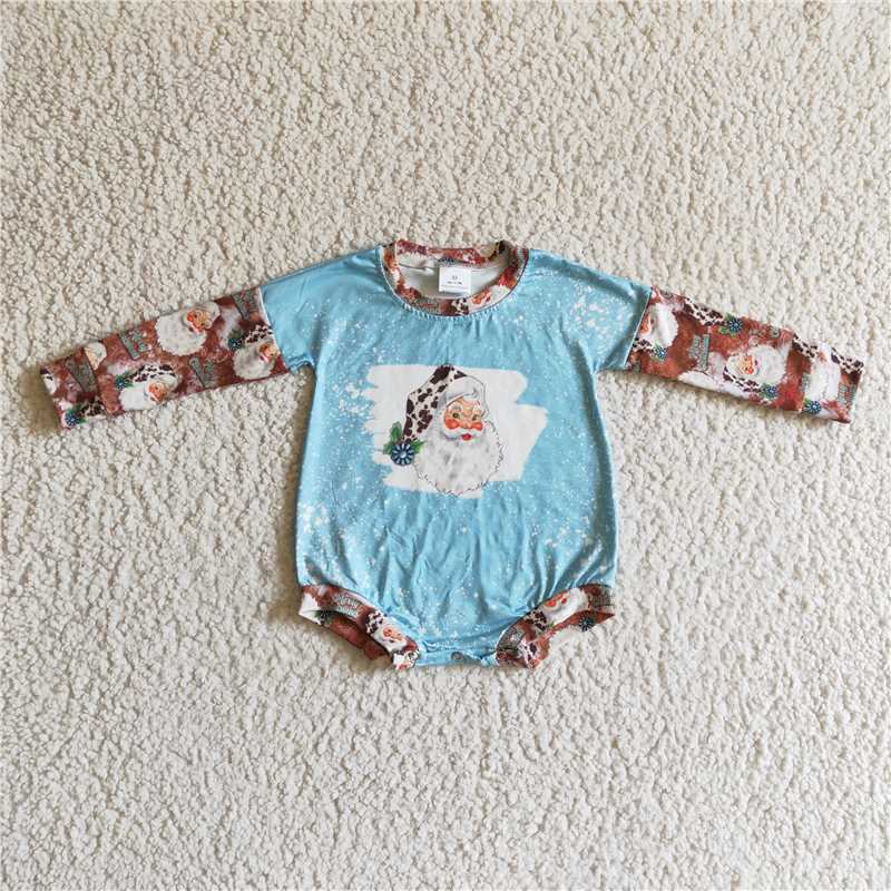 Baby kids cartoon Christmas character long sleeve short romper