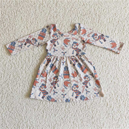 GLD0150  Baby Girls Snowman Long Sleeve dresses