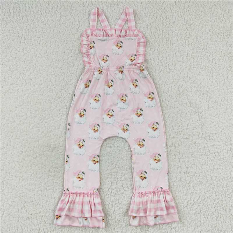 SR0101   Baby girls Christmas pink santa jumpsuits