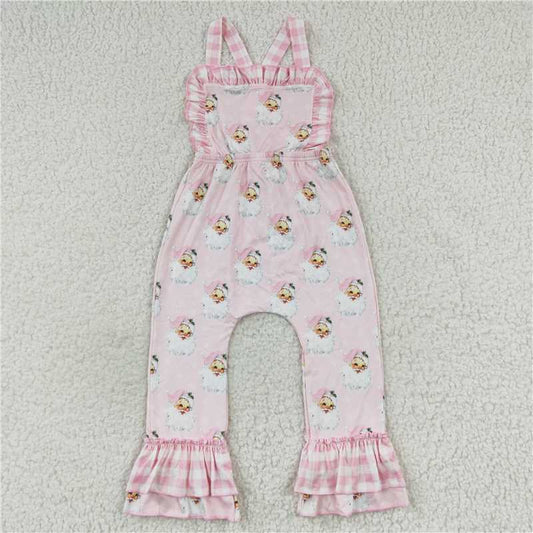 11.18 RTS NO MOQ （In stock）SR0101 Baby girls Christmas pink santa jumpsuits