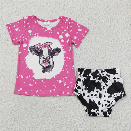 GBO0065  Baby Girls Cow Western Bummie Sets
