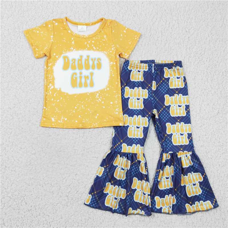 GSPO0357 DADDYS GIRL yellow short-sleeved trousers suit
