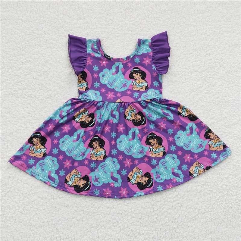 GSD0230 Girls Aladdin Magic Lamp Princess Purple Flying Sleeve Dress