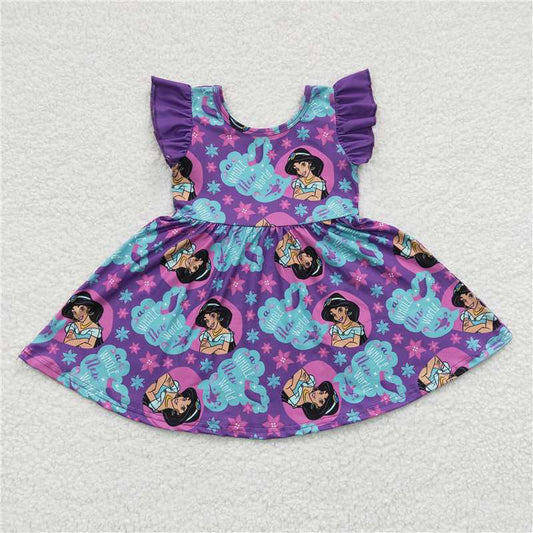 GSD0230 Girls Aladdin Magic Lamp Princess Purple Flying Sleeve Dress