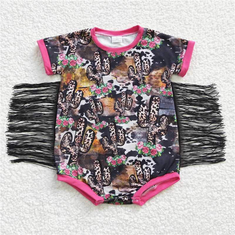 SR0108  Baby Girls Tassel Cactus Rompers