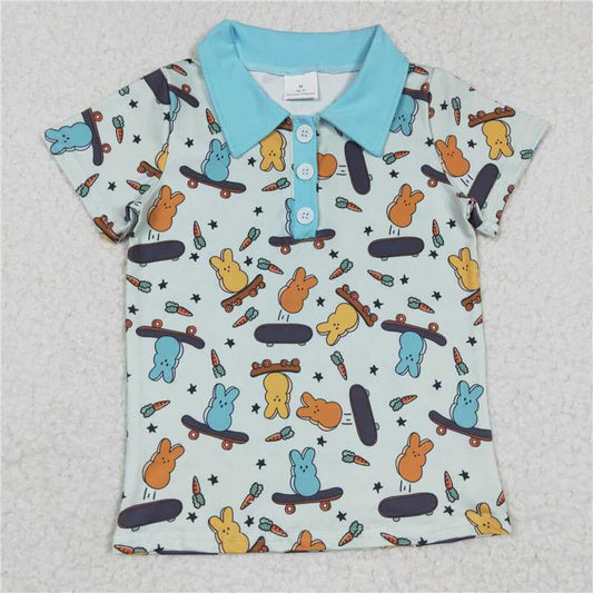 12.25 RTS NO MOQ （In stock）BT0170 Baby Boys Easter Bunny Short Sleeve Tee Shirts Tops