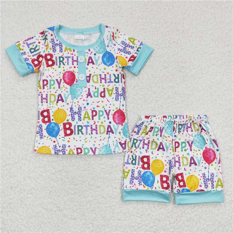 BSSO0180 Baby Boys Summer Birthday Parthy Pajamas Shorts Sets