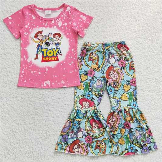 GSPO0469 Girls TOY Toy Story pink short-sleeved trousers suit
