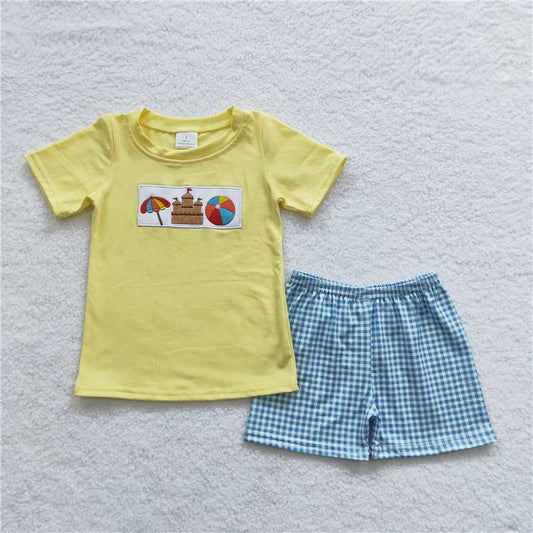 BSSO0248 Baby Boys Umbrella Beach Summer Blue Shorts Sets