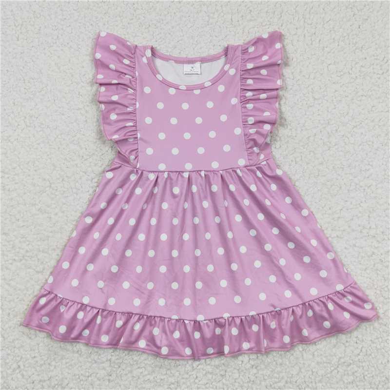 GSD0362 Purple polka dot flying sleeve dress