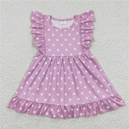 GSD0362 Purple polka dot flying sleeve dress