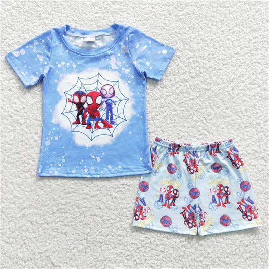 BSSO0246 Baby Blue Cartoon Summer Shorts Sets