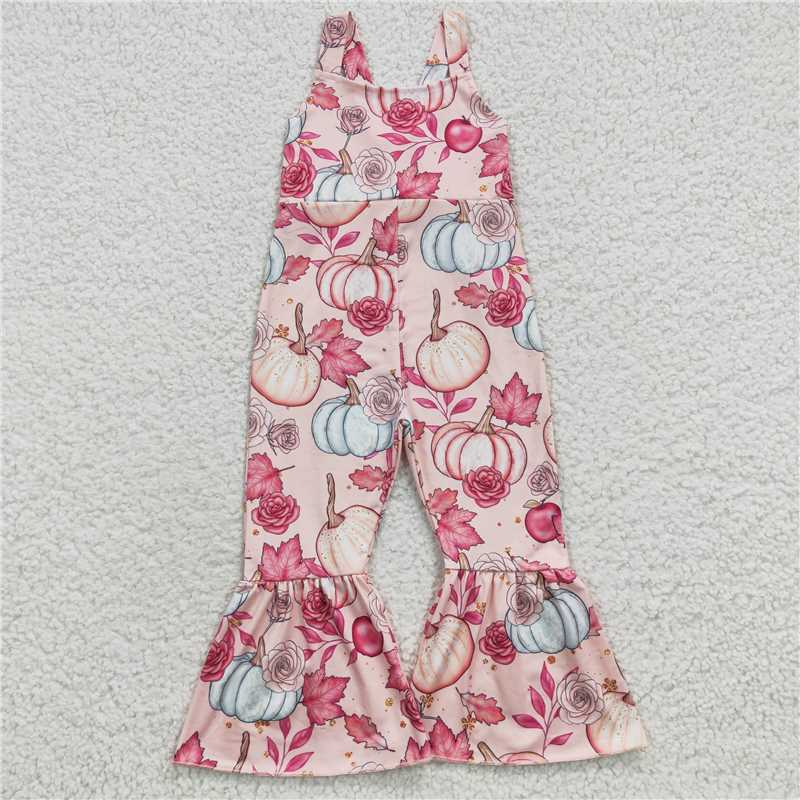 SR0375  Baby Girls Pumpkin Straps Jumpsuit