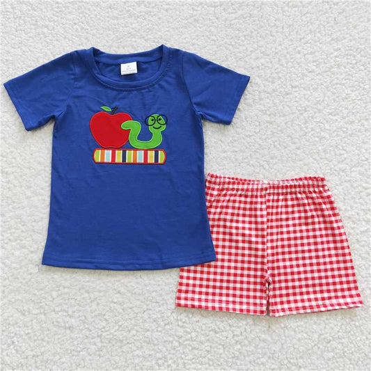 12.30 RTS NO MOQ （In stock）BSSO0254 Baby Boys Back To School Book Shorts Sets