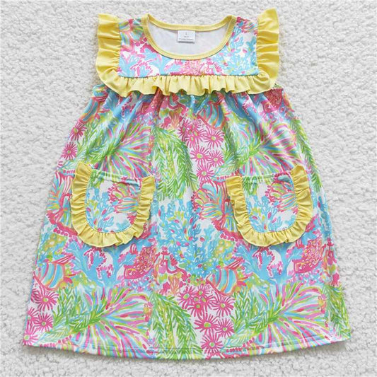 GSD0391  Baby Girls Summer Floral Knee Length Dresses