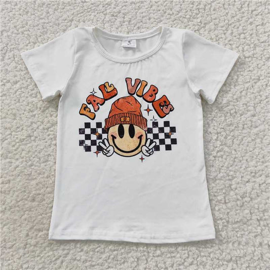 GT0278  Fall vibes smile plaid baby girls shirt