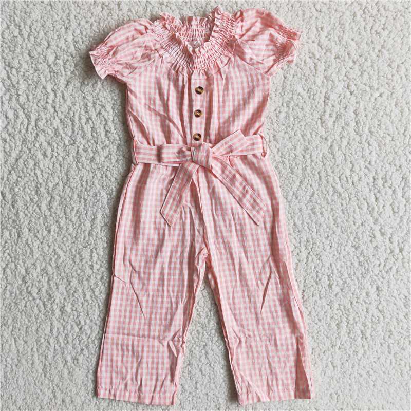 D7-16 Red plaid jumpsuit