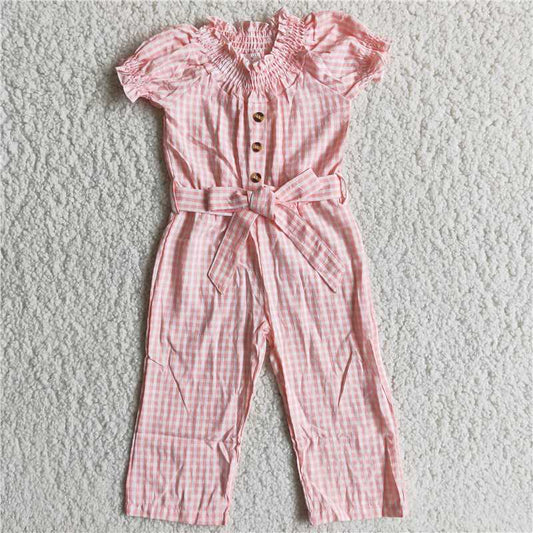 D7-16 Red plaid jumpsuit