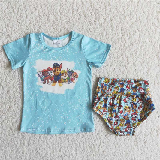 C14-34   Blue T-shirt dog bummie set