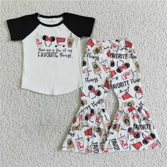 E9-5   Snacks black raglan top bell bottom pants sets