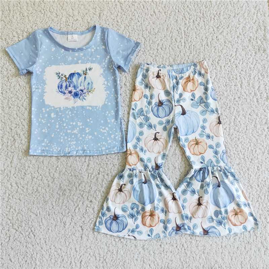 B9-13  Blue pumpkin floral set