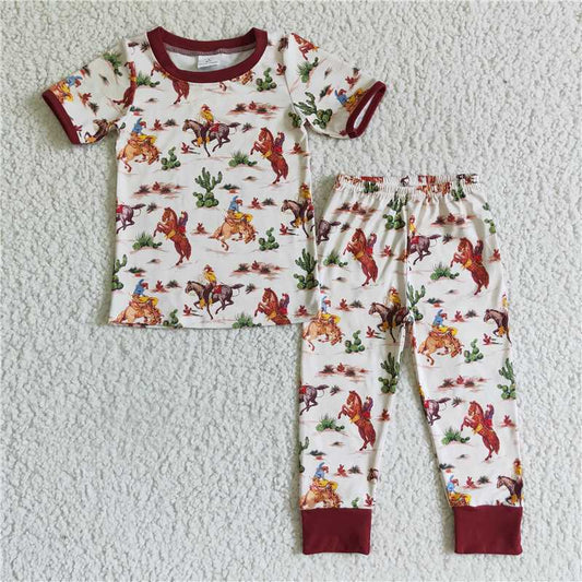 D4-14 Riding Cactus Short Sleeve Long Pants Set