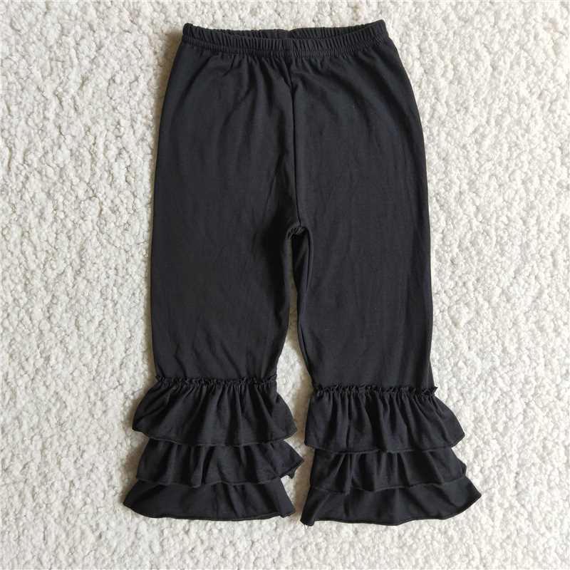 C6-12  Black triple ruffle pants