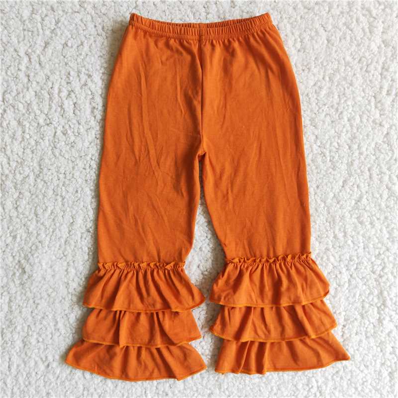 E2-12  Dark orange triple ruffle pants