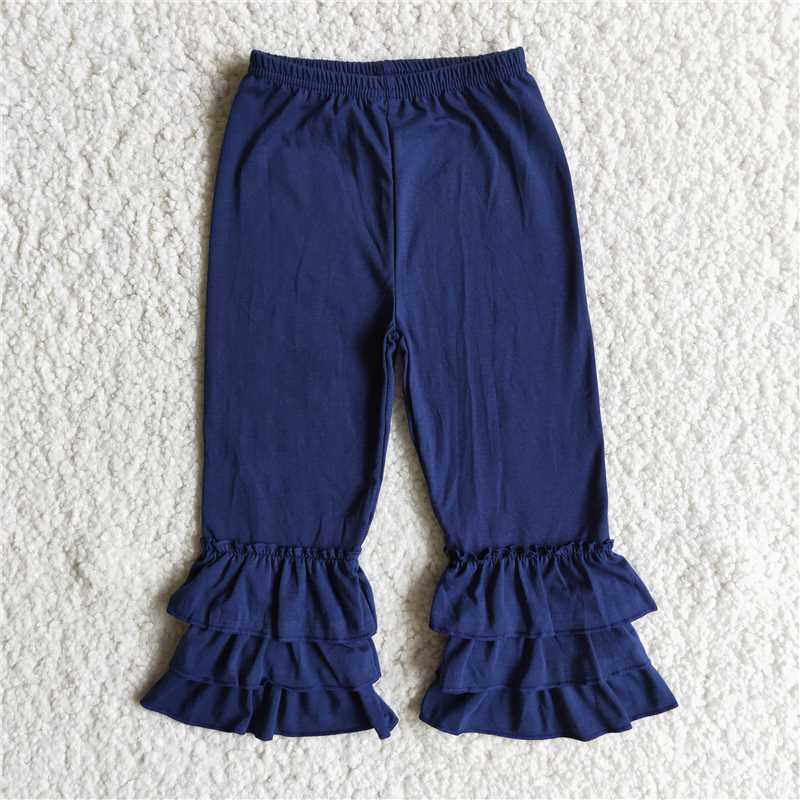D10-13  Dark Blue triple ruffle pants