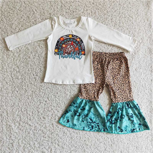 6 A3-15Thankful shirt leopard pants girls western thanksgiving clothing
