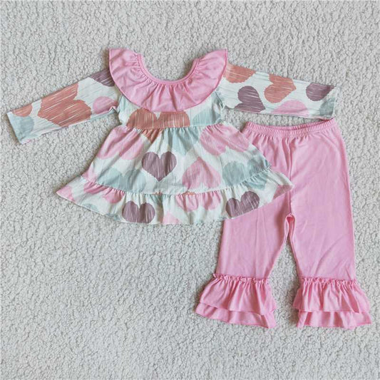 6 B6-24 Heart print backless tunic pink pants boutique girls Valentine's day clothing