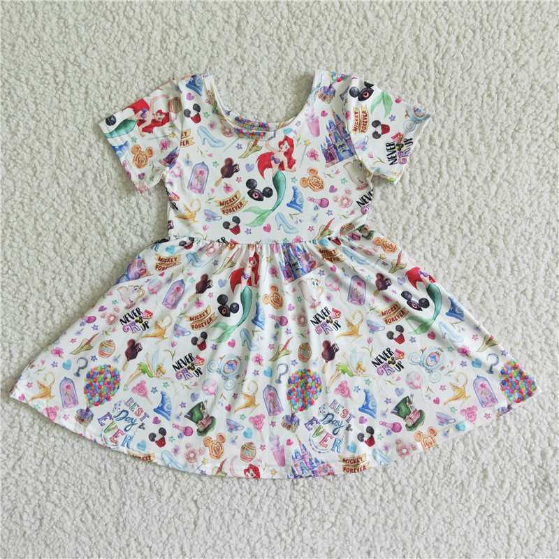 GSD0050 Mickey Castle White Short Sleeve Dress