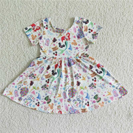 GSD0050 Mickey Castle White Short Sleeve Dress