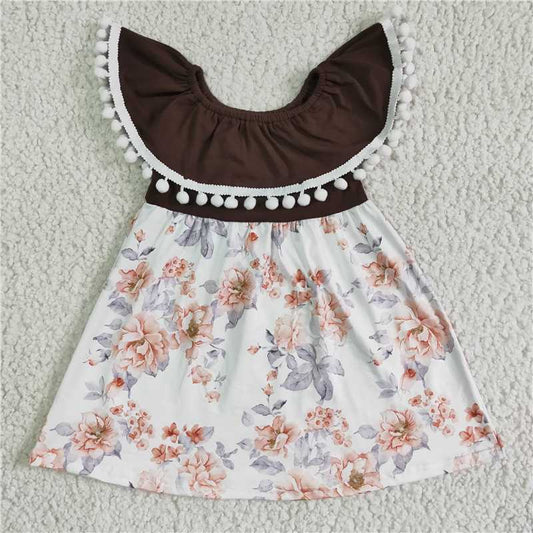 GSD0023 Girls sleeveless white ball flower dress