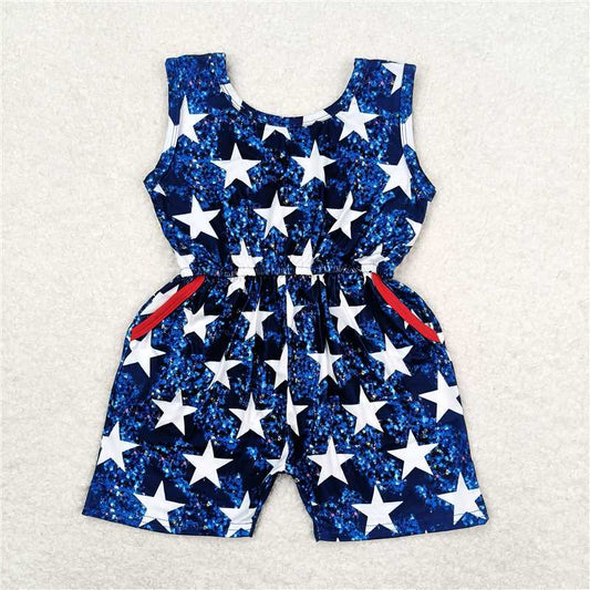 SR0028 Baby girls 4th of July star blue